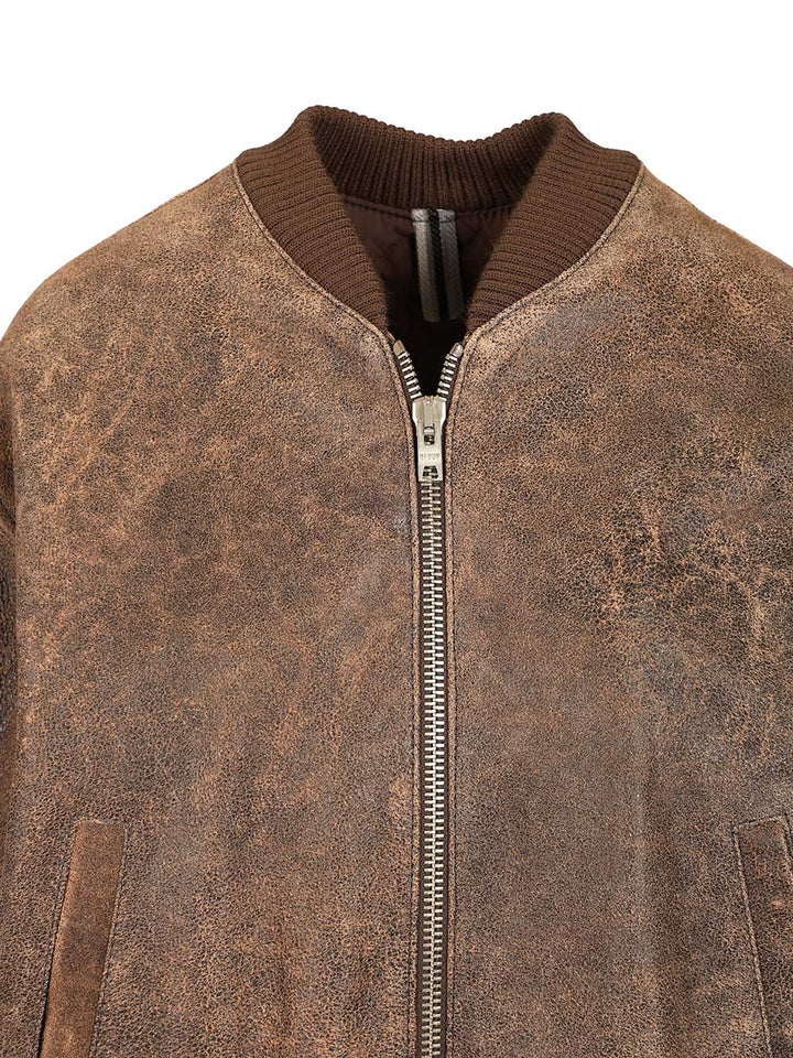 Dfour Leather Bomber Jacket Giacche - Marrone | 2dc02623e486bf54e5bfe80f75dcdffe735f1ceb