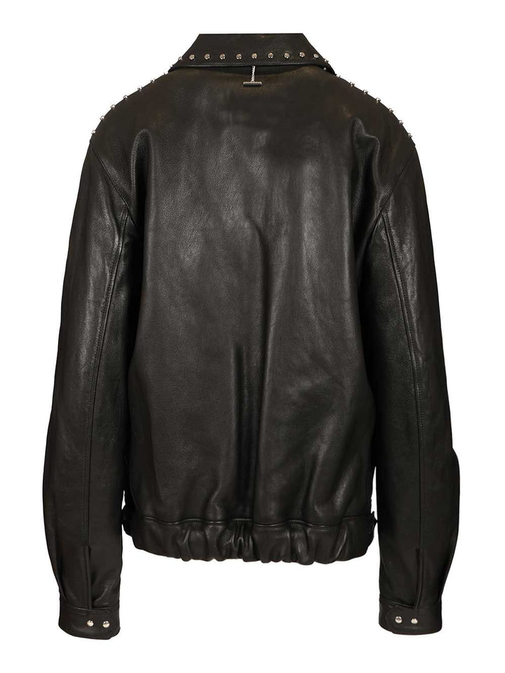 Mcqueen Leather Aviator Jacket Giacche - Nero | 81ce6fcf3ffd8c611d7c74d6491bbfb0ba63ed6a