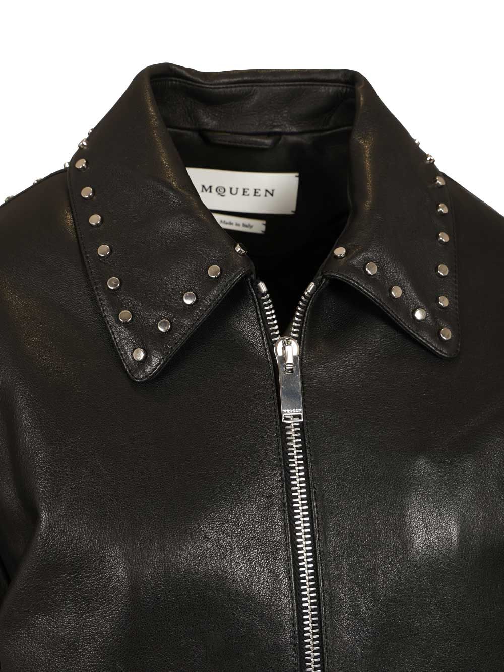 Mcqueen Leather Aviator Jacket Giacche - Nero | 3490339caa01114f560a5e96feef33ba402ba8bc