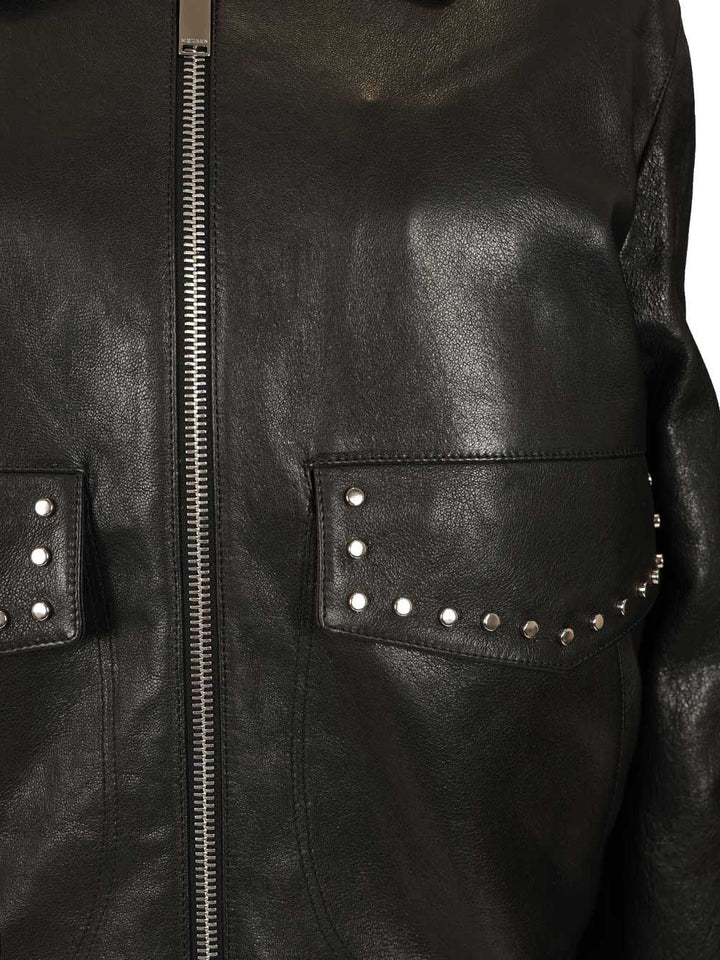 Mcqueen Leather Aviator Jacket Giacche - Nero | 844e019129848d0b82e83ec74b8ed5bb4f71952e