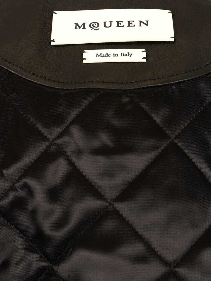 Mcqueen Leather Aviator Jacket Giacche - Nero | 2da69822a97cf5d385cef594424e050574a2d3e9