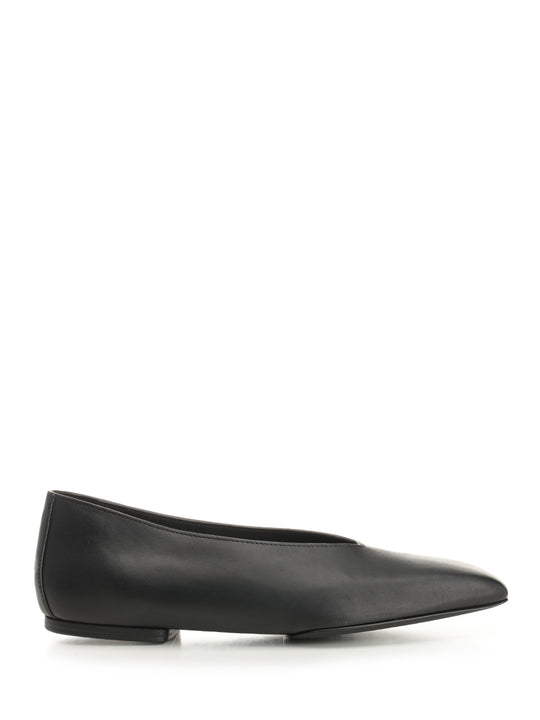 Leather Ballerinas Scarpe Basse Nero