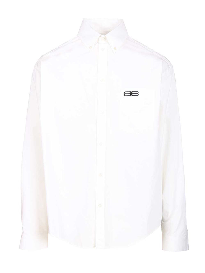 Balenciaga Cotton Poplin Button-Down Shirt Shirts - Bianco | e6fddcc2a9db1c9616aef6dcececbcea5ca080c1