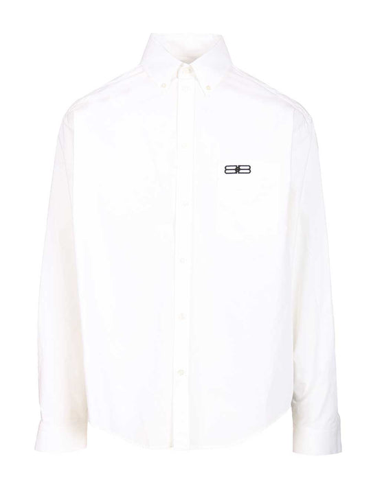 Cotton Poplin Button-Down Shirt Shirts Bianco