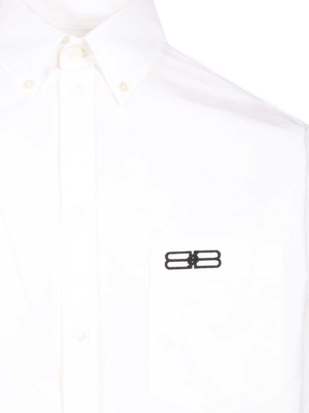 Balenciaga Cotton Poplin Button-Down Shirt Shirts - Bianco | 71b58b74ee85bdf5cc795f8be96106b136dc603b