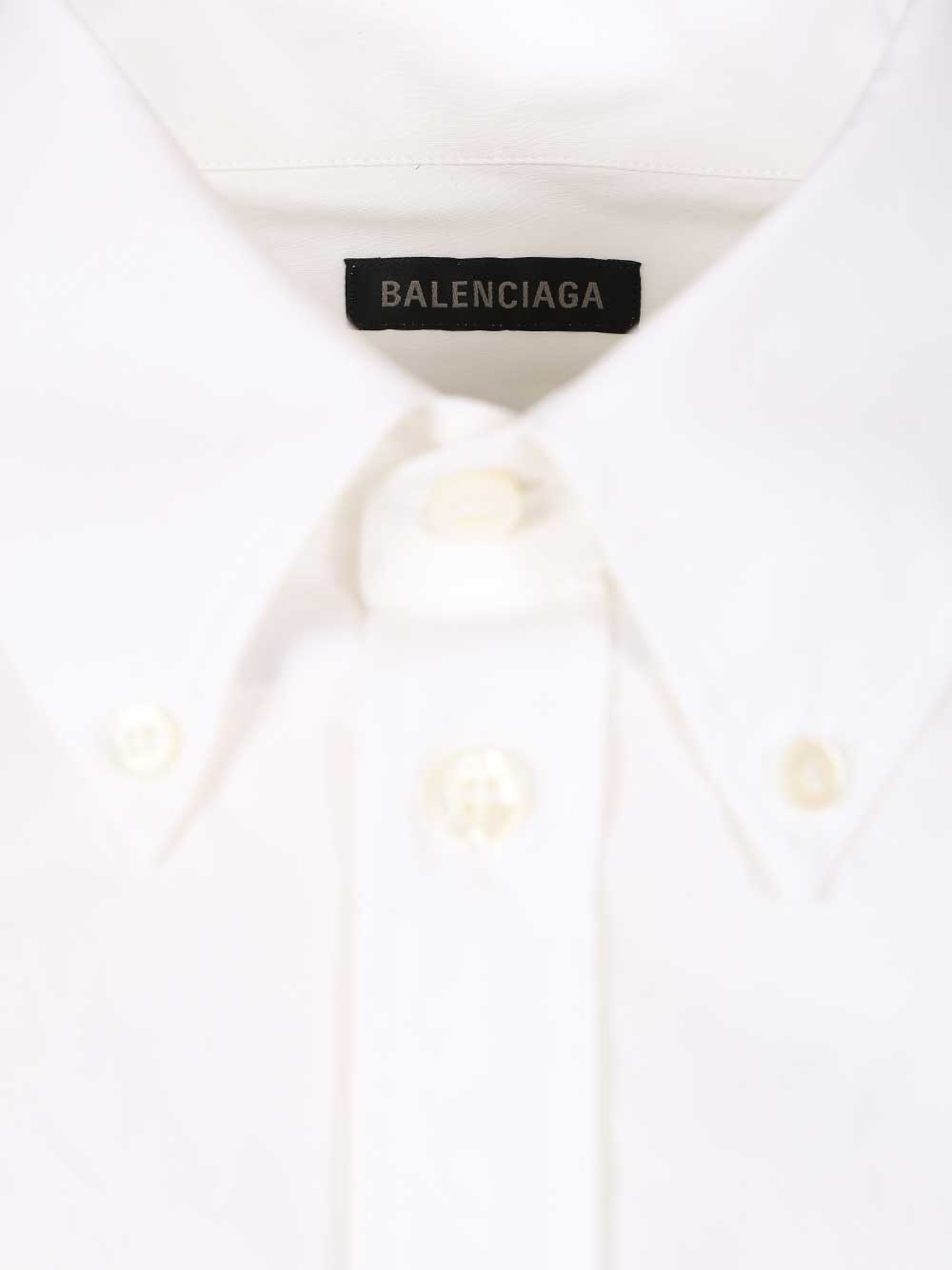 Balenciaga Cotton Poplin Button-Down Shirt Shirts - Bianco | 0678e6e12496972b9edbfcf8e069b1e7dc3a7354