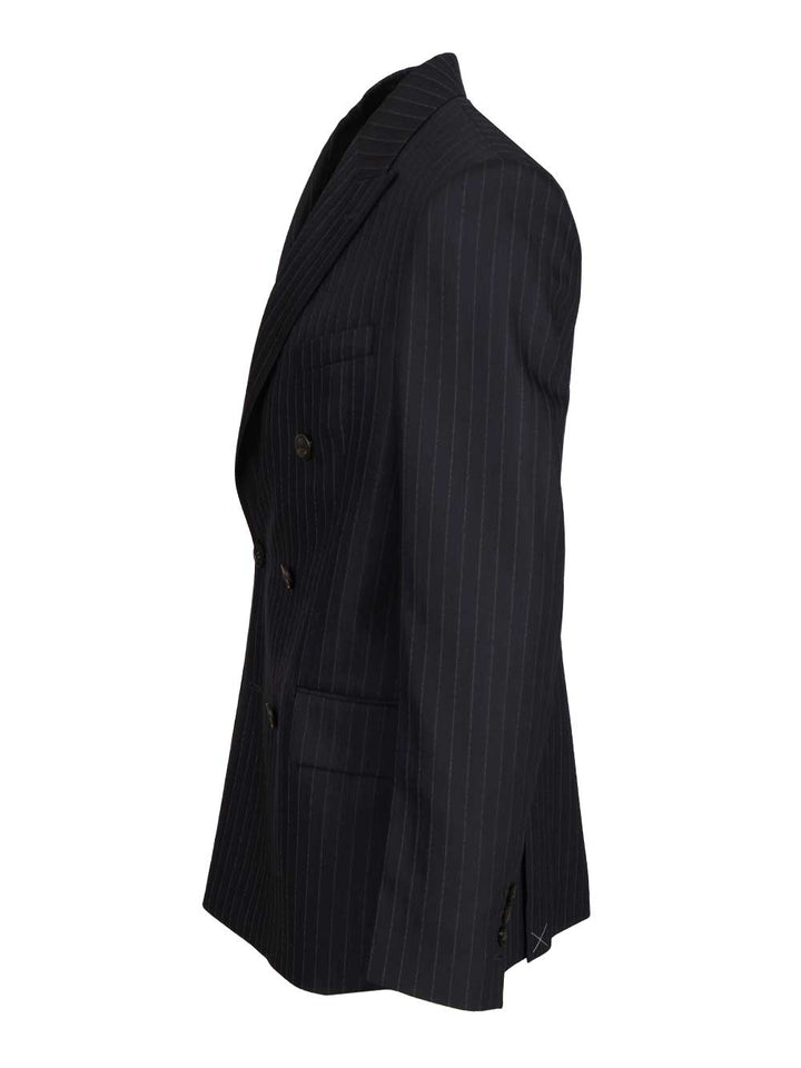 Golden Goose Deluxe Brand Double-Breasted Blazer In Pinstriped Giacche - Blu | ab36f5ab9e0bdf7abeb30b23c915b9b7c3d6f69a