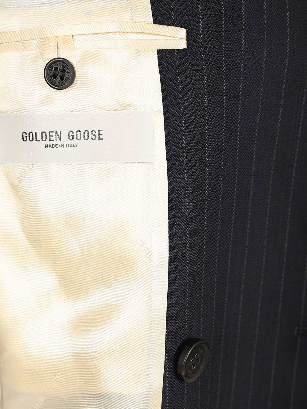 Golden Goose Deluxe Brand Double-Breasted Blazer In Pinstriped Giacche - Blu | 8873c90b7edb28fef33bf00e0a16432b9424a89f