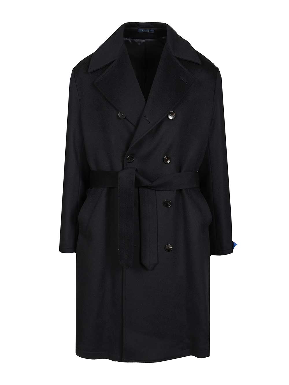 Guarinucci Double-Breasted Blue Cashmere Coat Coats - Blu | 299601cd5424fd7d932a125fda05fa127ab5582d