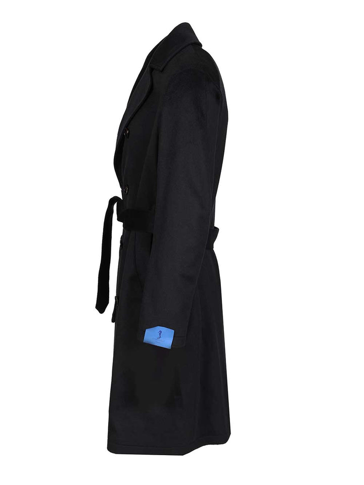 Guarinucci Double-Breasted Blue Cashmere Coat Coats - Blu | c1c9a9629f83cc12dacac68507b341ee712fef4b