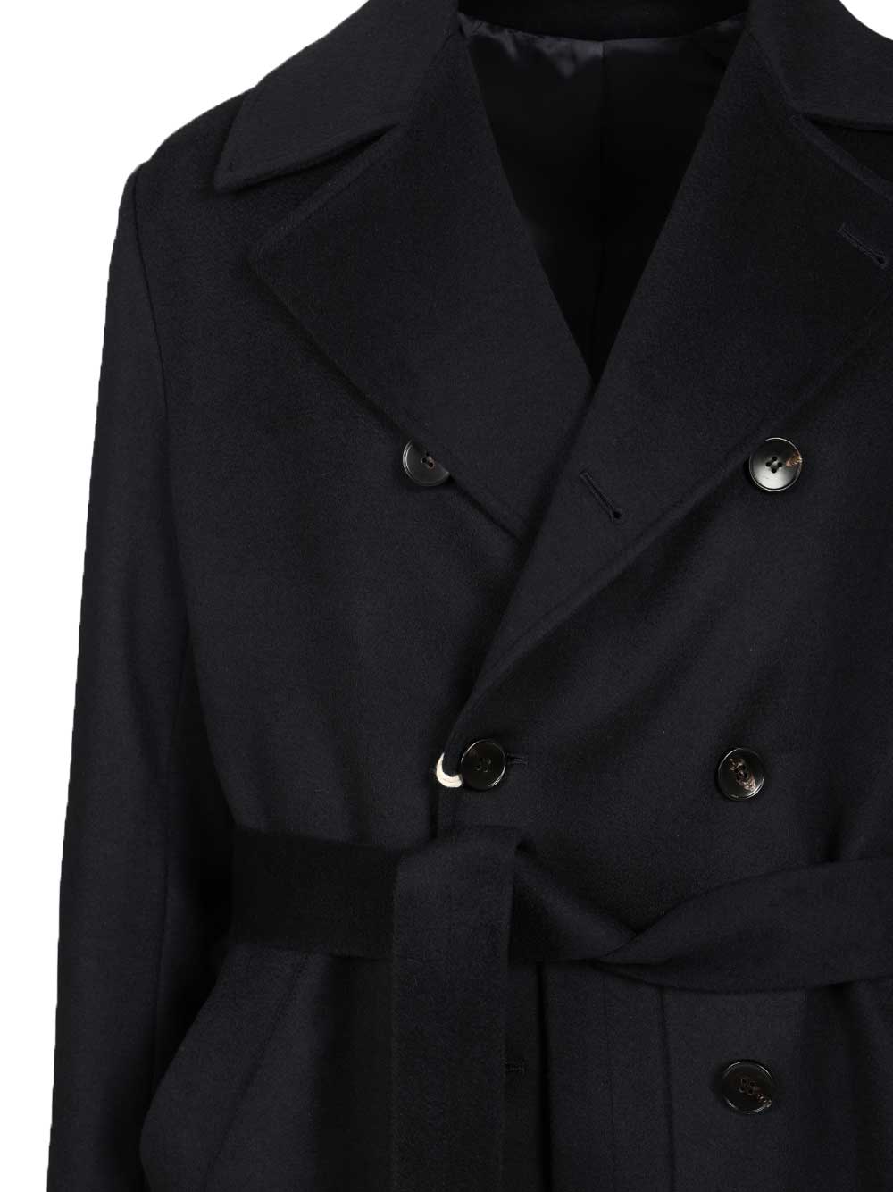 Guarinucci Double-Breasted Blue Cashmere Coat Coats - Blu | 0228b4507817632bafba161690c8e057686e27c3