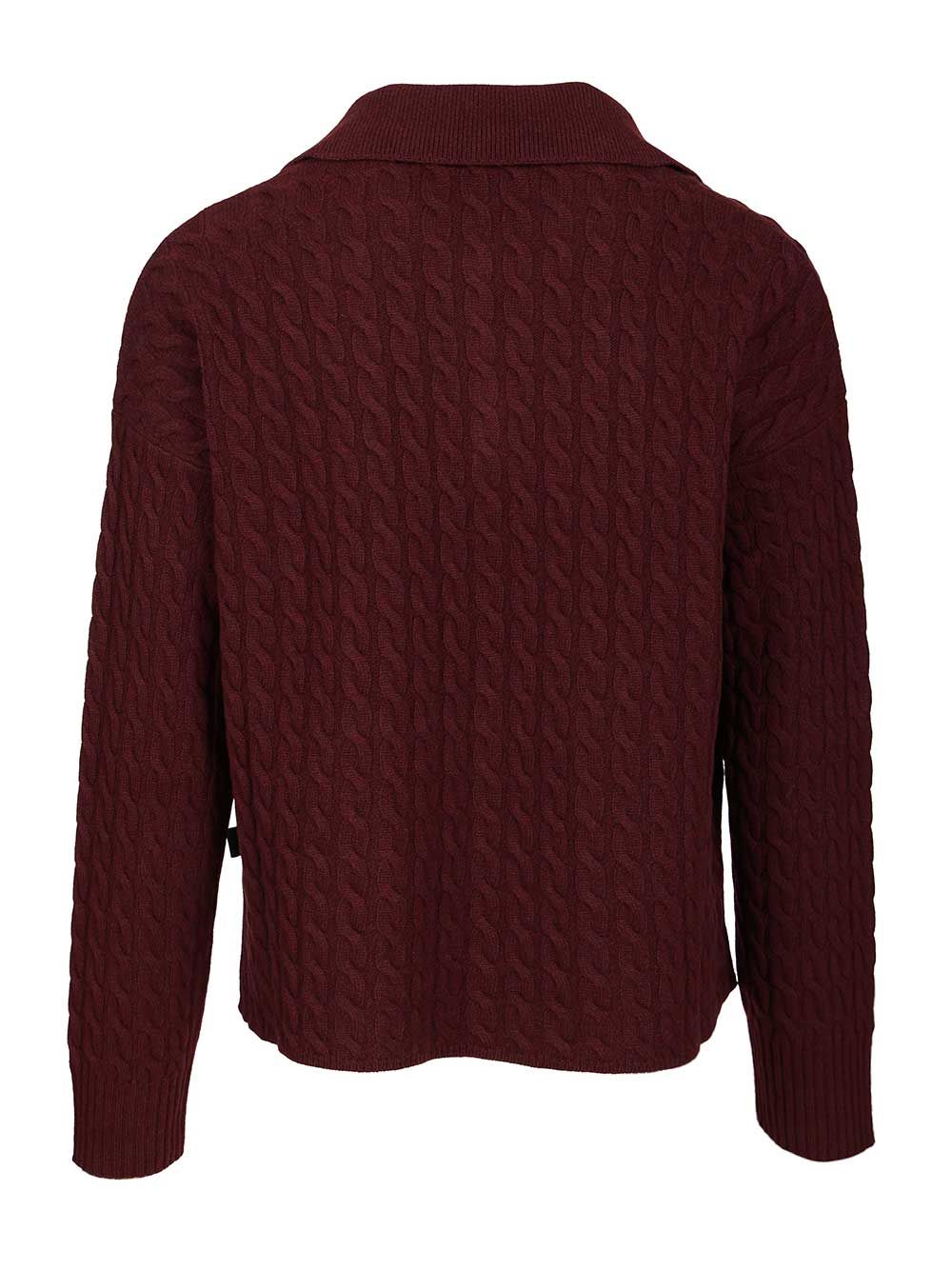 Ami Cable-Knit Polo Shirt Knitwear - Bordeaux | a41006c104cca3a9718d23f2a9a4d3530d294515