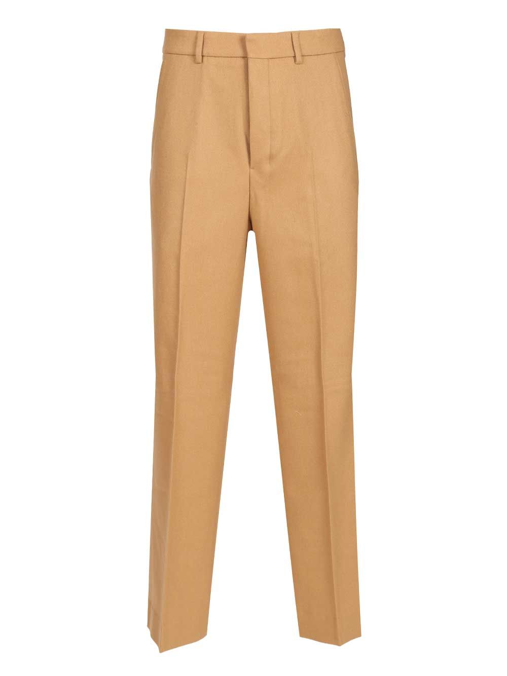 Ami Wide Leg Flannel Trousers - Beige | 6792228b26750ba6ad13a5057d72c3a8f015ec8f