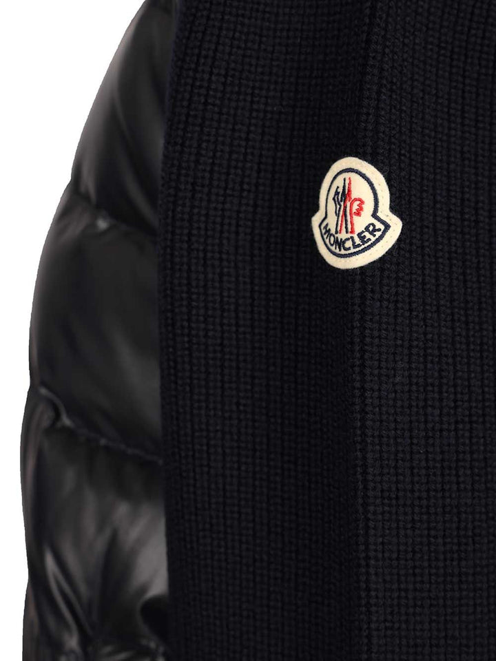 Moncler Padded Hoodie Knitwear - Blu | 5f183e8748747d68d83e0ec9f3050845cde5a008