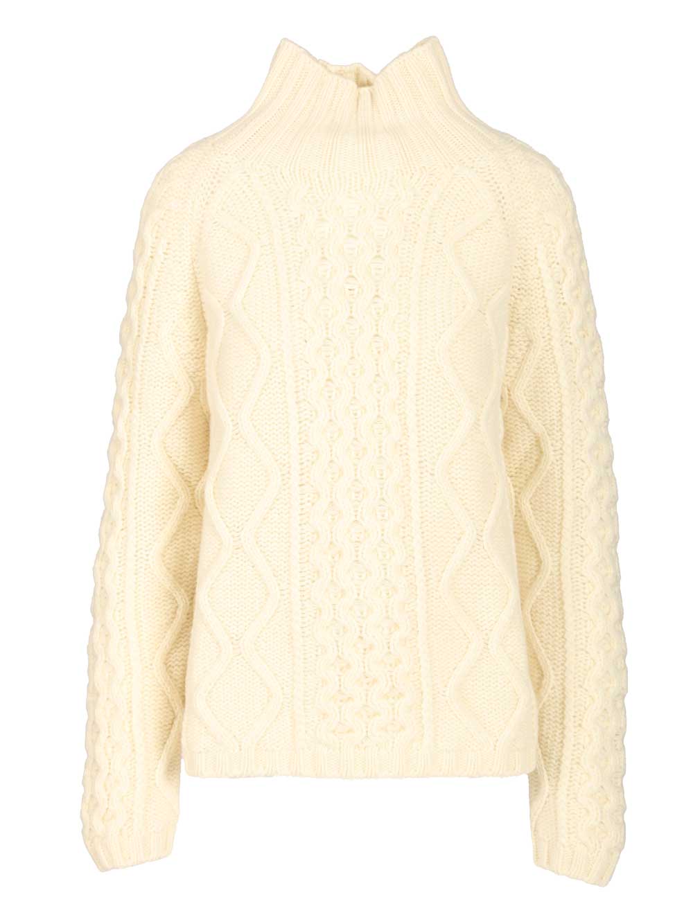 Filippa K Cable-Knit Wool Sweater Knitwear - Bianco | 9d9c40596a685ee09cd36e7d113ff50eb4169520