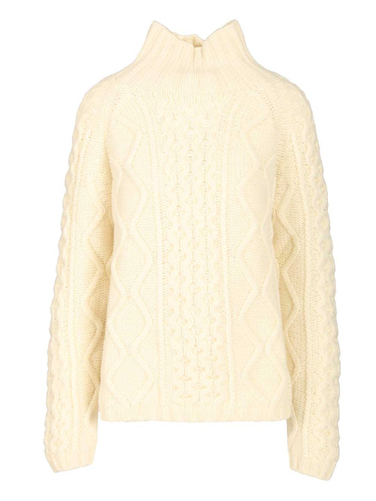 Cable-Knit Wool Sweater Knitwear Bianco