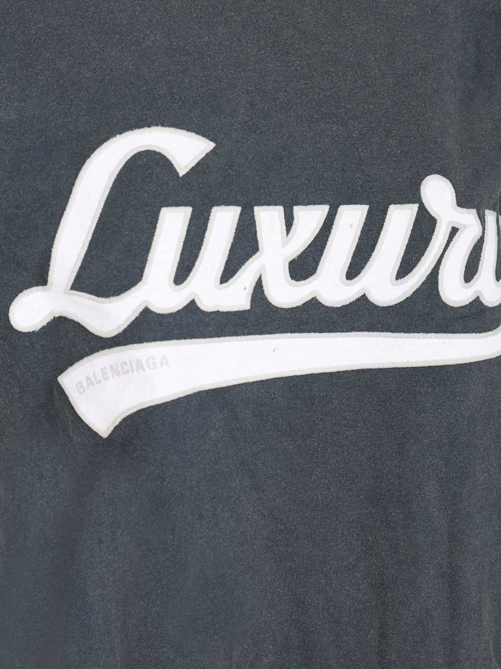 Balenciaga With Luxury Script T-Shirt - Blu | a4c4b6e0136609bcc08933f96b561ce405e867a7