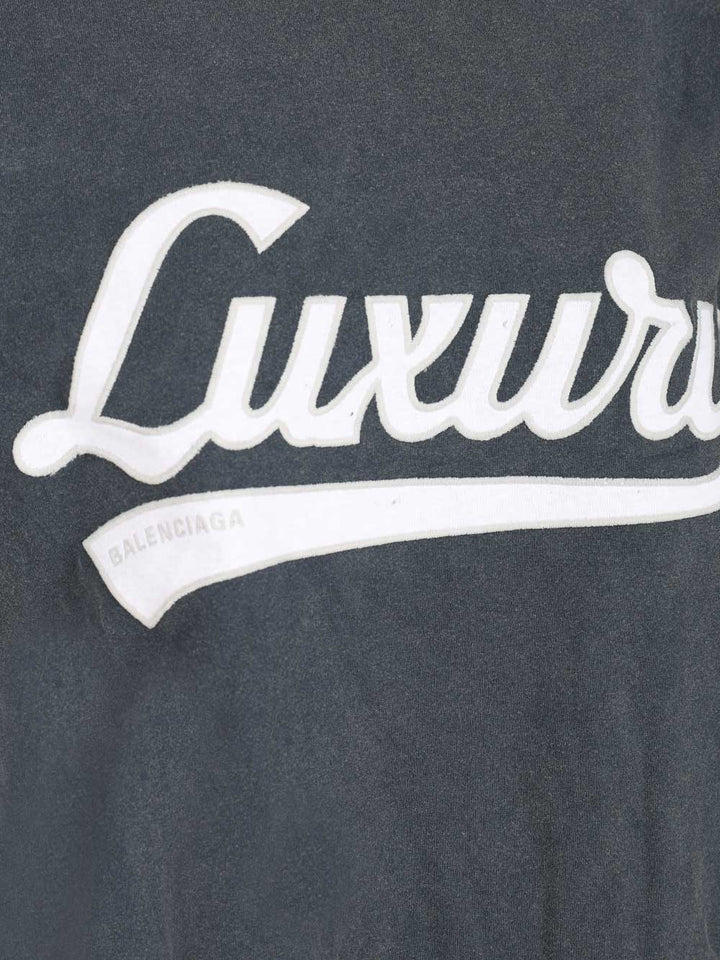 Balenciaga With Luxury Script T-Shirt - Blu | a4c4b6e0136609bcc08933f96b561ce405e867a7