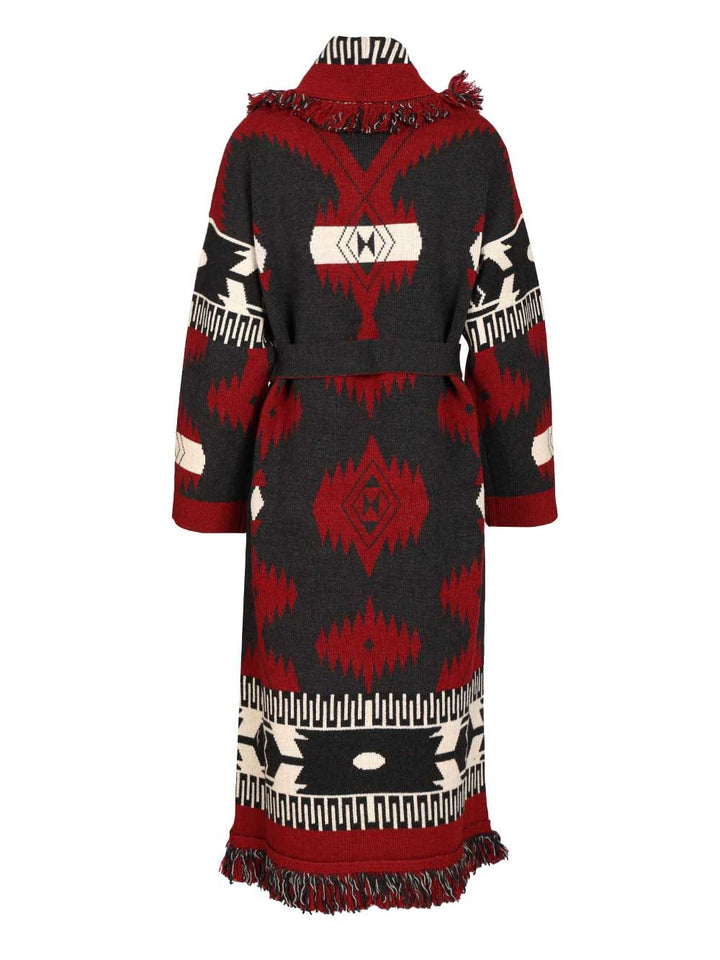 Alanui Icon Jacquard Coat Knitwear - Rosso | 45311f5e4b39171b3b5b50e5757013ea0a0b3285