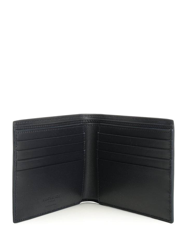 Saint Laurent East/West Leather Wallet Wallets - Blu | f87f39161d7c3e28392d0e5b420c6a5108631e62
