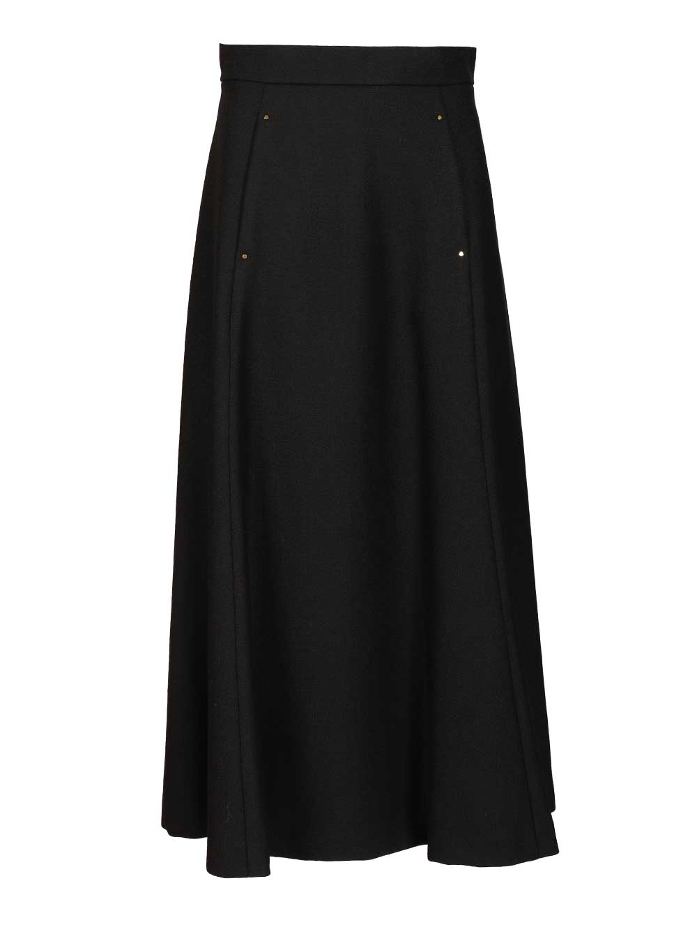 Moncler Virgin Wool Midi Skirt Gonne - Nero | 101c7120f55ad16394fbeaf3176911b200fe4c1f