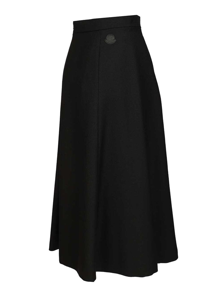 Moncler Virgin Wool Midi Skirt Gonne - Nero | 7c1e3706290e9bd50144cf6999952f91de8d69c4