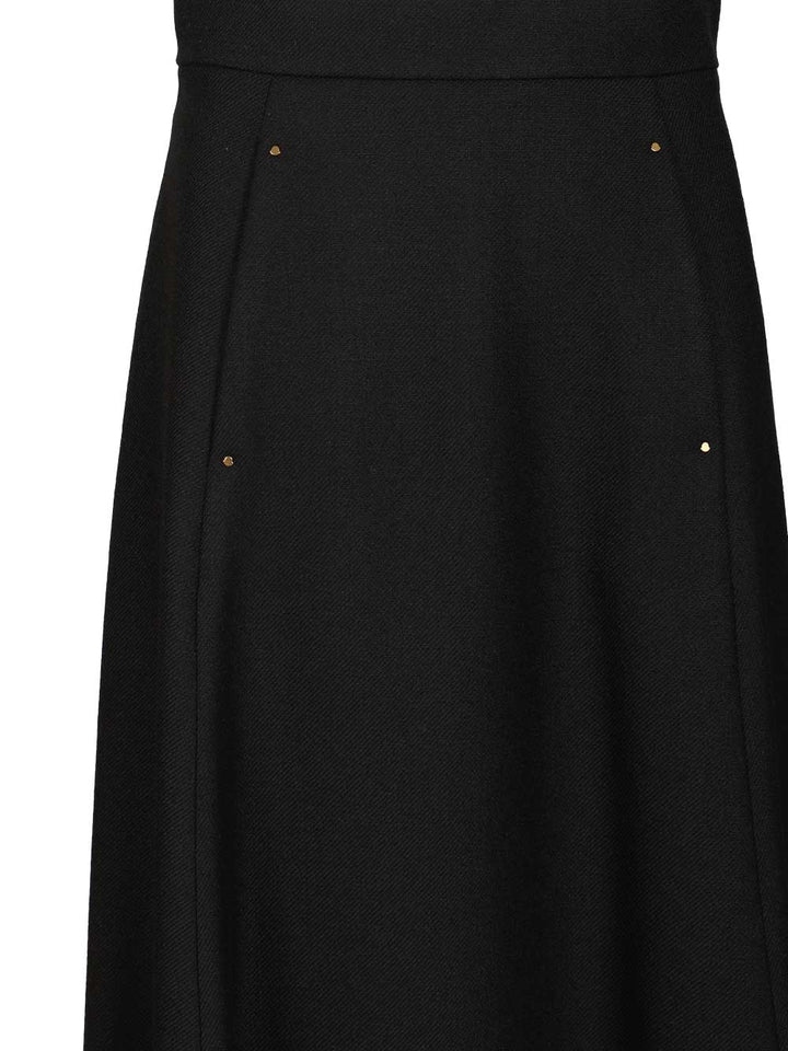 Moncler Virgin Wool Midi Skirt Gonne - Nero | 918ec84f09a47657ae7142872bdeb51386bf98dc