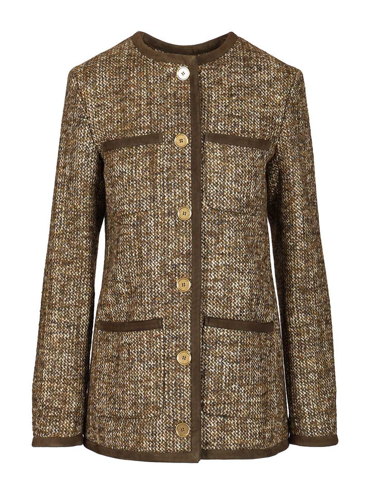Golden Goose Deluxe Brand Long Boxy Tweed Blazer Giacche - Marrone | fb0a6ffbf2ee0ac7812f91e6f3c8c2b826bd736c