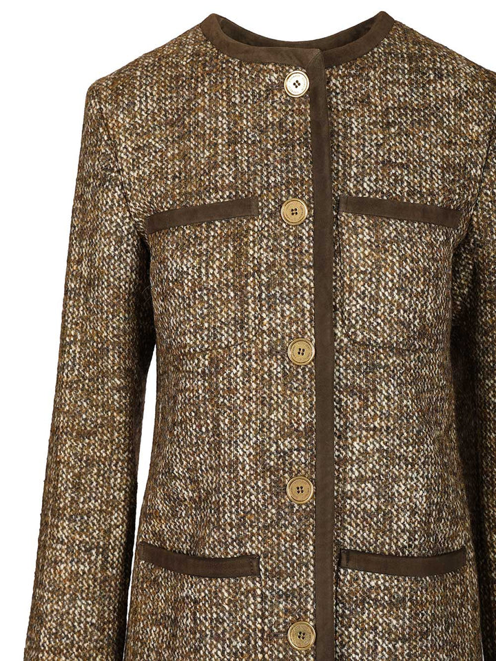 Golden Goose Deluxe Brand Long Boxy Tweed Blazer Giacche - Marrone | 3b61522689dccbc14682d2d9a96b6c5178d32757