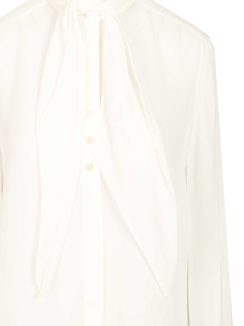 Tory Burch Georgette Bow Blouse Shirts - Bianco | 6594608adde8d1d7fa1d713e051489d1611d35ec