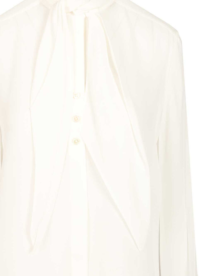 Tory Burch Georgette Bow Blouse Shirts - Bianco | 6594608adde8d1d7fa1d713e051489d1611d35ec