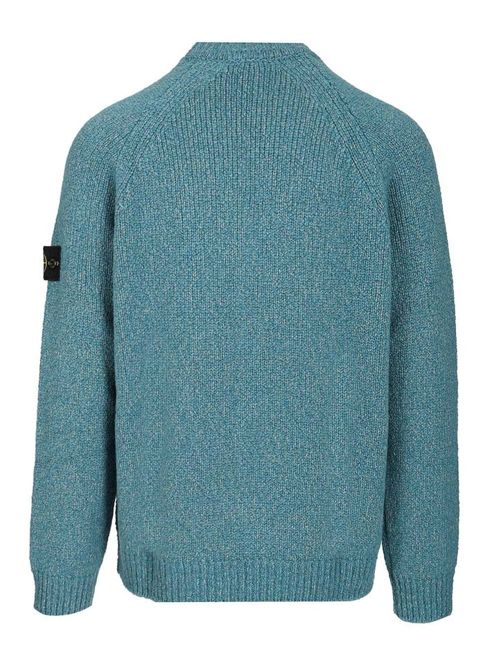Stone Island Mouliné Wool Sweater Knitwear - Blu | b73d5ca6ef637c93c7ebcfee11fb5f009d602862