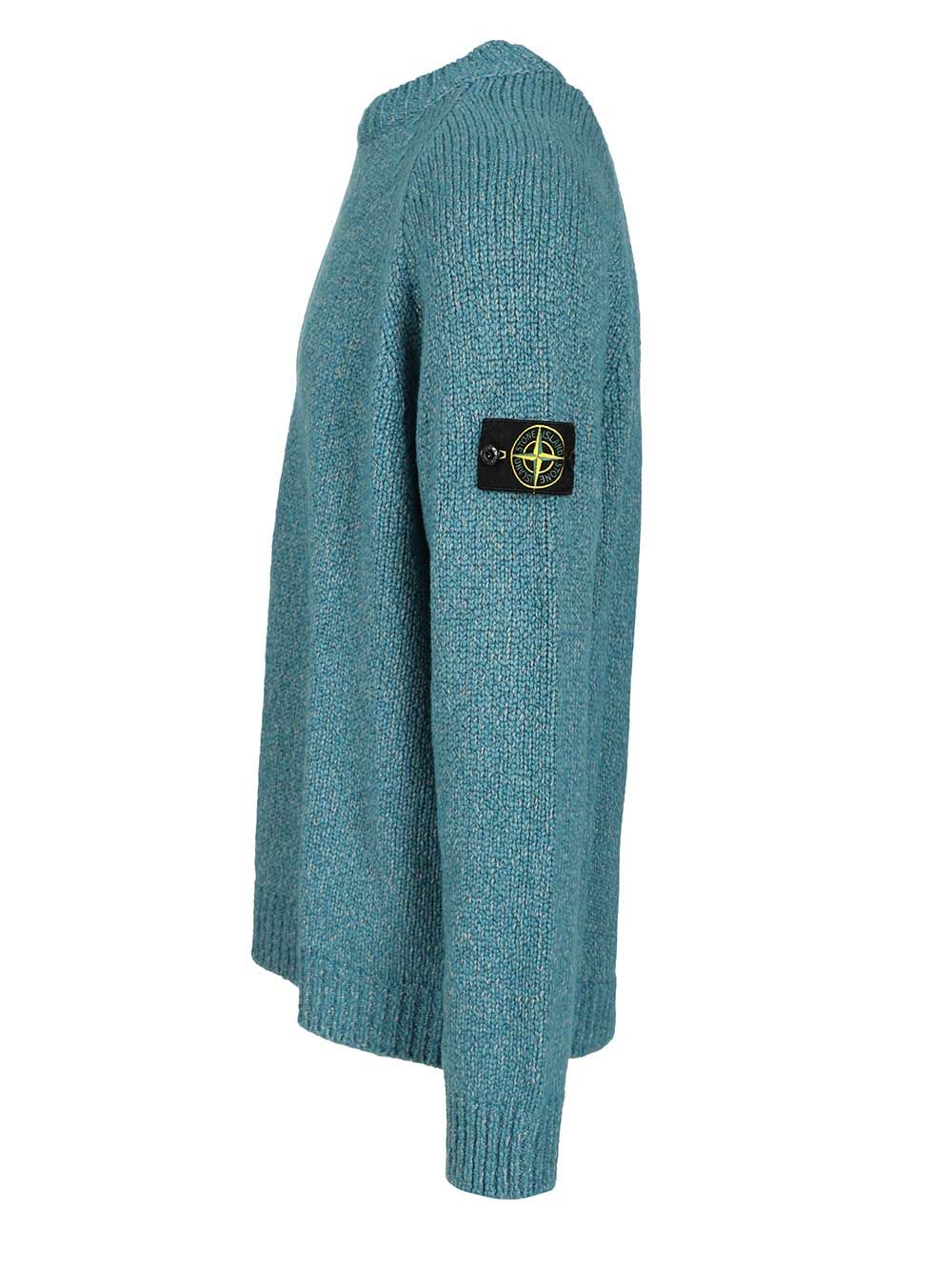 Stone Island Mouliné Wool Sweater Knitwear - Blu | 48b134a54bcc8501c1f66bebb5a063e2c9d025b7