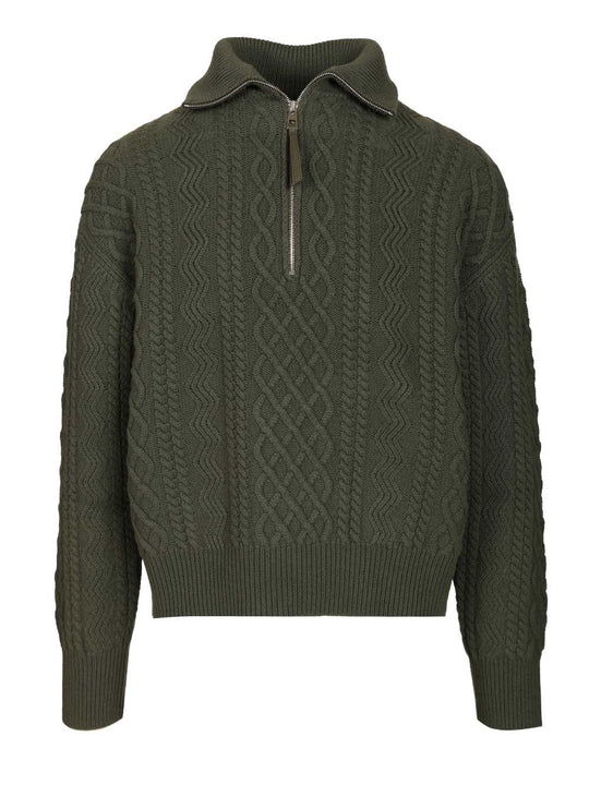 Zip-Up Sweater Knitwear Verde
