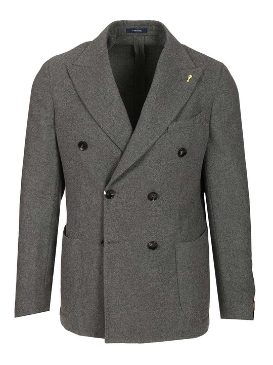 Unlined Double-Breasted Blazer Giacche Grey