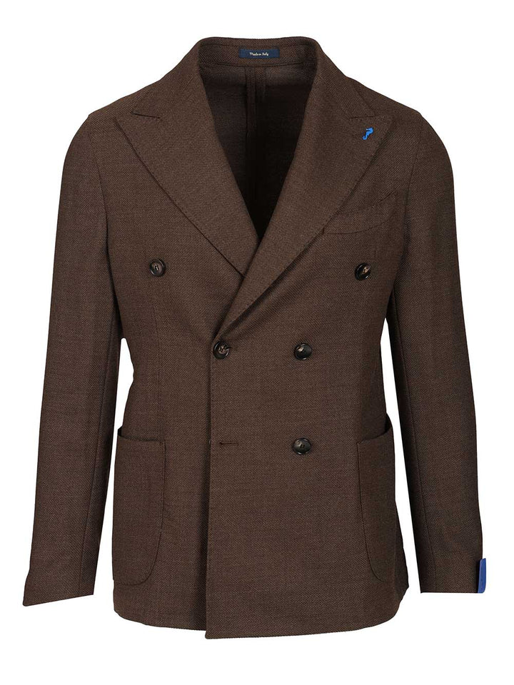 Guarinucci Unlined Double-Breasted Wool Blazer Giacche - Marrone | f5a48140098361e5260de24cb79a45ea32074e21