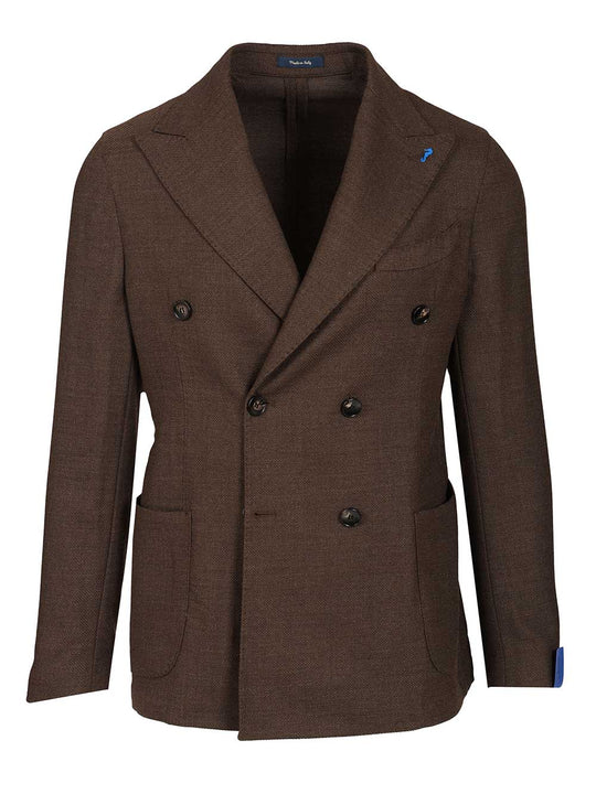 Unlined Double-Breasted Wool Blazer Giacche Marrone