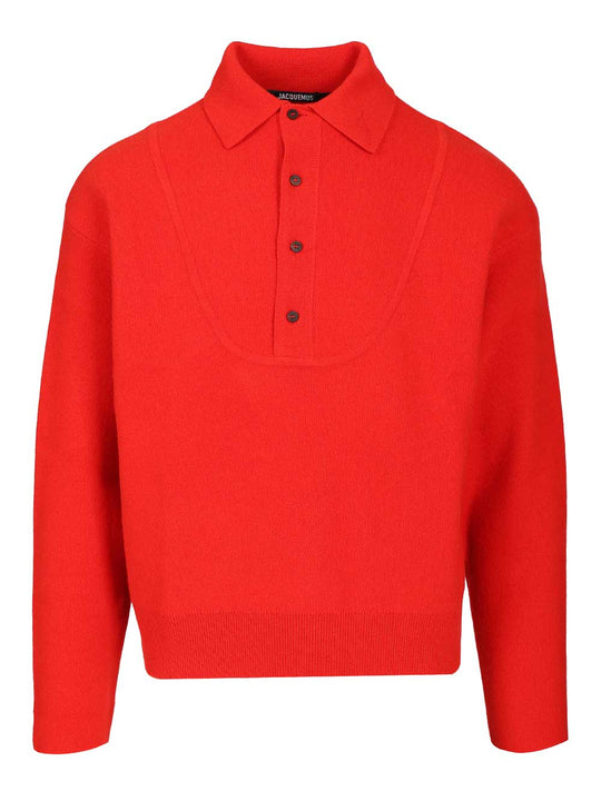 Merino Wool And Cashmere Polo Shirt Knitwear Rosso