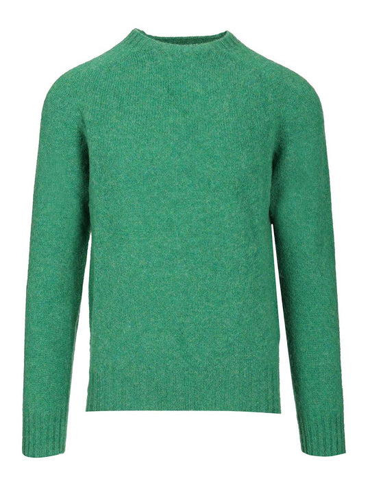 Shetland Wool Crew Neck Knitwear Verde