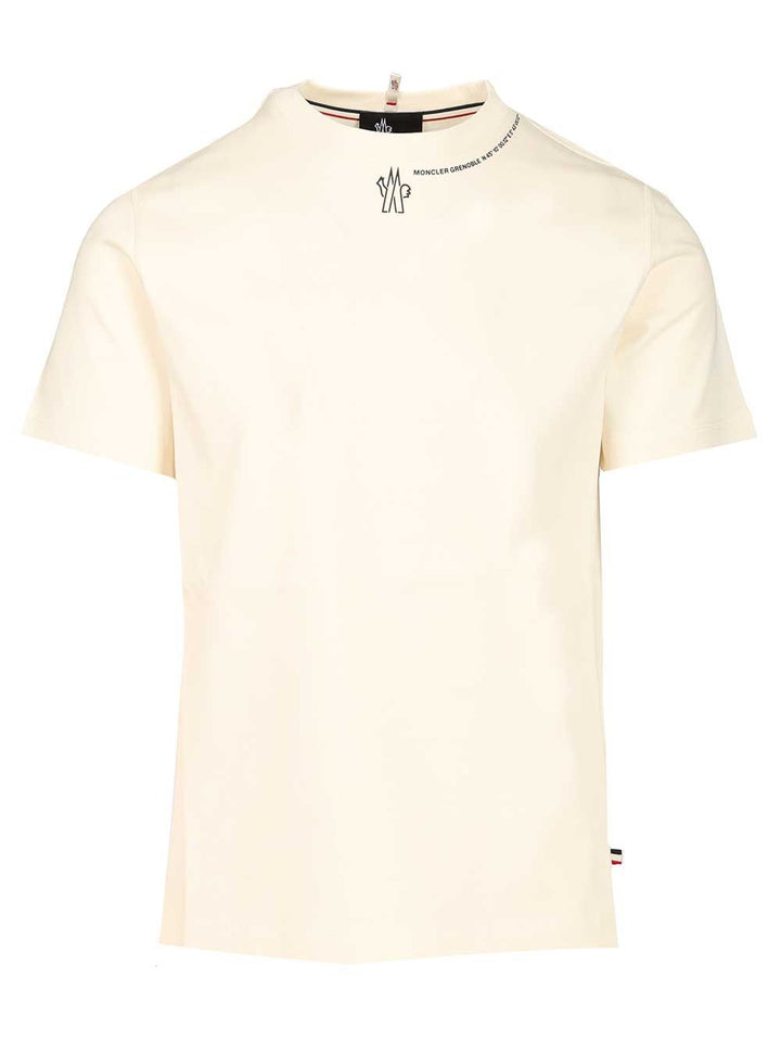 Moncler Grenoble Crew Neck Cotton T-Shirt - Bianco | 1e971e163831b25700537bf842b0523a878f2e59