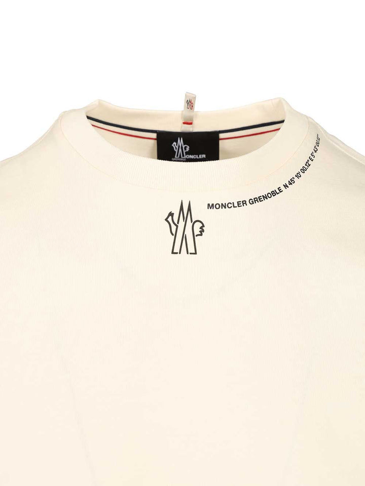 Moncler Grenoble Crew Neck Cotton T-Shirt - Bianco | 3143ec7e9363fe963180adcd56b2aa08b7e99fd1