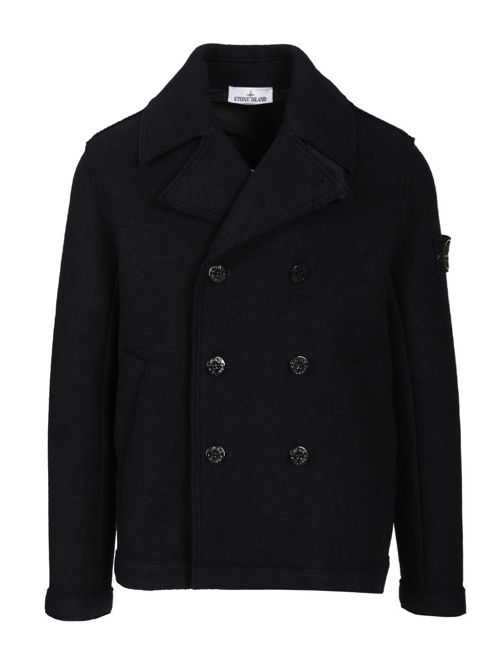 Stone Island Felt Pea Coat Knitwear - Blu | 035833af4c5c9a34e2c5736f247eb9557417cc4e