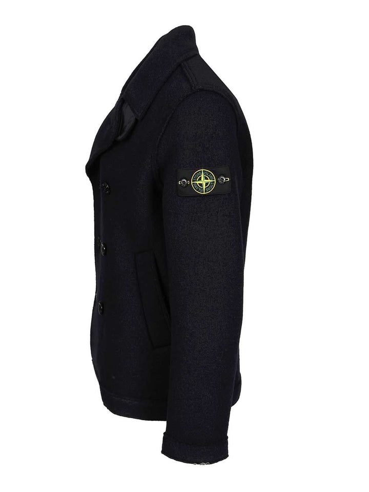 Stone Island Felt Pea Coat Knitwear - Blu | 1651cdc91a71e1fabce375eb87b30759ba4e3d97