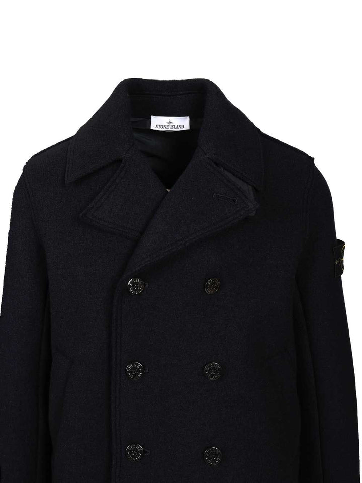 Stone Island Felt Pea Coat Knitwear - Blu | 5c8fe6685e01ca6d618a7bc6afc54569f614e506