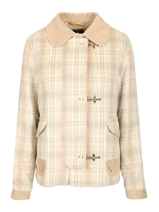 Short Jacket With 3 Hooks Coats Beige