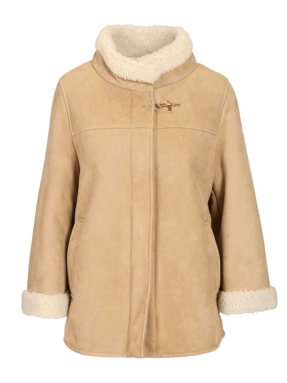 Fay Sheepskin Cape Coats - Grey | 76b0208dc47868cb94022333bc77f874bda10e95