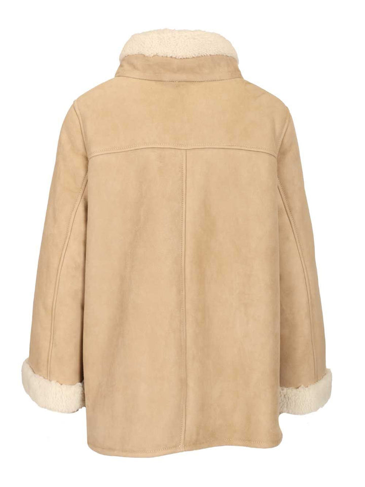 Fay Sheepskin Cape Coats - Grey | 8037ac7348b294d4bf094a601d13ba9a6d515299