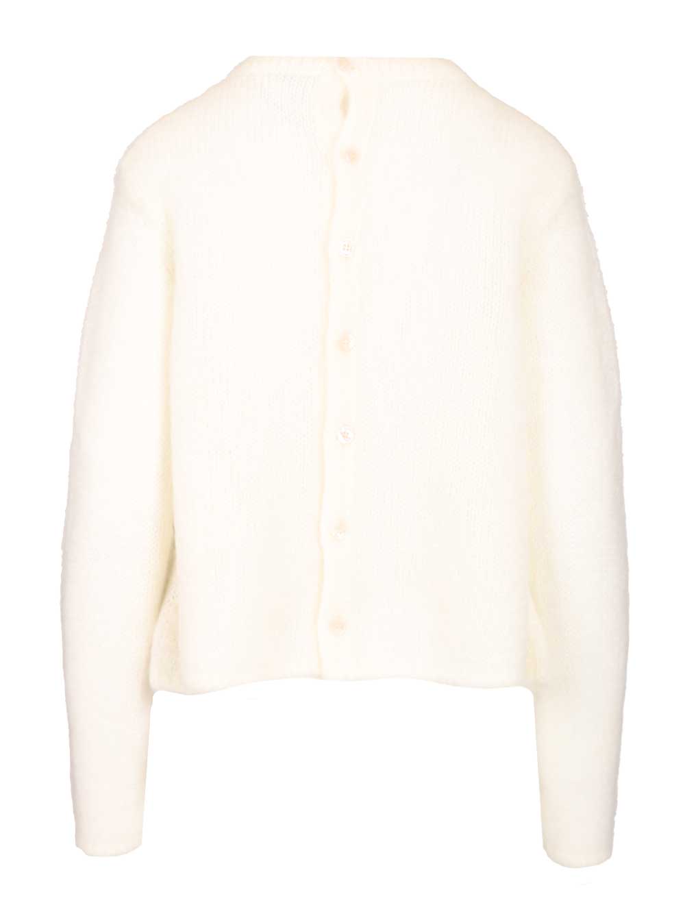 Loewe Mohair Blend Cardigan Knitwear - Bianco | 59b26b17f841143315ab0bd86323d97971537e8b