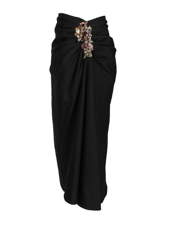 Dries Van Noten Embellished Draped Skirt Gonne - Blu | 4b4d237cceec7c58951cbbb20efdb63372901816