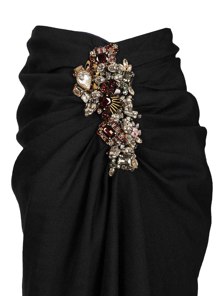 Dries Van Noten Embellished Draped Skirt Gonne - Blu | 5e96cacd092664e1a19e625abdee6d8ea44a3f23